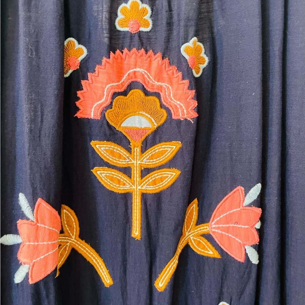 NWOT/Anthropologie The Malika Blue Embroidered Dress/small loose fit/ - Picture 3 of 14